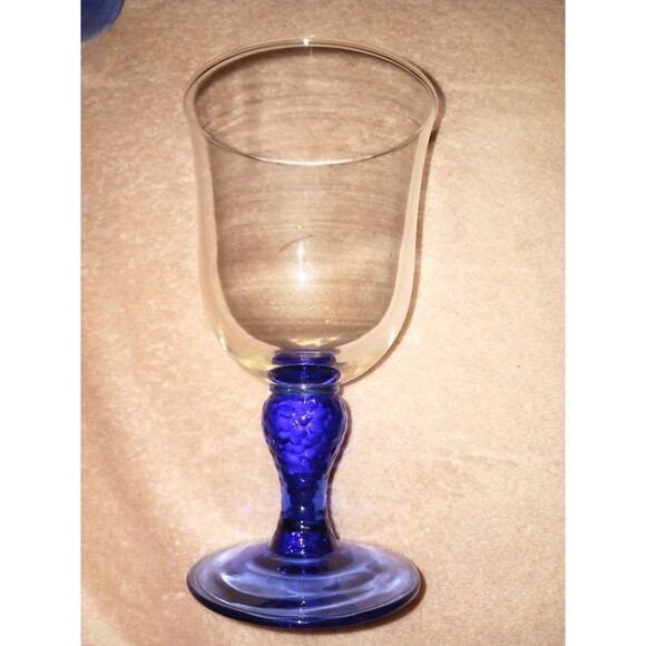 Libbey Martello Cobalt Blue Clear Set of 4 Goblets Water Wine Tea - Picture 2 of 8